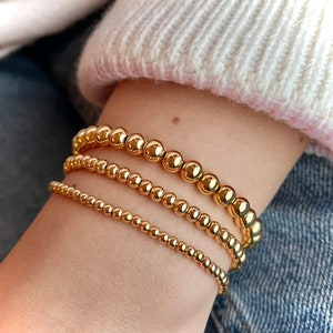 Goldene Perlenarmbänder/Basics/verschiedene Größen/goldenes Perlenarmband/helle Gelbgold-Optik Bild 4