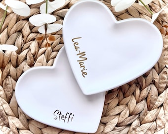 Personalisierte Schmuckschale/ herzförmig/ Aufbewahrung/ Dekoration/ Organizer/ Geschenkidee/ handgemacht/ Gips/ Homedeko/ Hochzeit