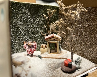Snowy Monkey Foldable box Terrarium Landscape