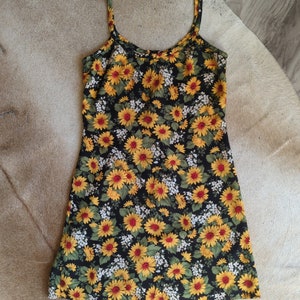 90s Mini Slipdress in Sunflower Print | Size XS | By Rampage | Made in USA