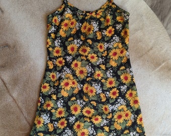90s sunflower babydoll dress Vintage 90s 1990s Sunflower Summer Mini Babydoll Dress - All That Jazz
