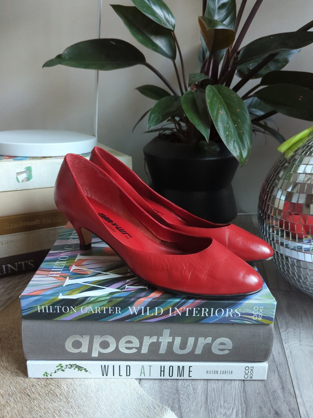 70s Red Leather Kitten Heel Pumps Marvlus Sz 7 Etsy