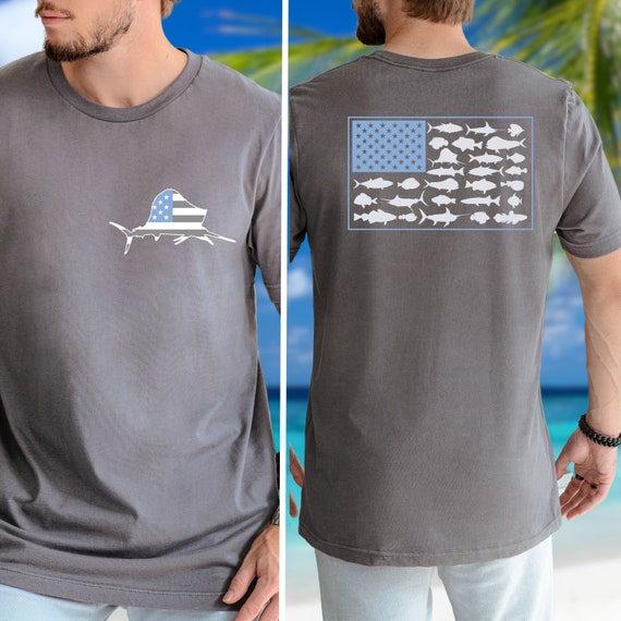 USA Flag Fishing Tee, Fishing Shirt, Fishing T-shirt, Patriotic T-shirt, Fishing  Tee, Saltwater Fish, Mens Tee, Casual Tee, Slim Fit 