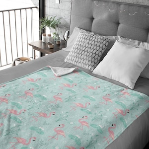 Flamingo Minky Blanket, Soft Blanket, Adult, Toddler, Doodle Blanket, Comfy Throw Blanket, Swaddle Crib Blanket, Pet Blanket, Floral
