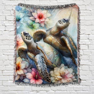 Cobertor de Tartaruga Marinha | Arte de Tapeçaria de Parede | Decoração de Casa de Praia | Acessórios de Decoração para Casa | Decoração de Pôr do Sol na Praia