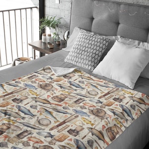 Cobertor de artes de pesca vintage | Cobertor macio | Cobertor infantil | Cobertor confortável | Cobertor de berço Swaddle | Cobertor para animais de estimação