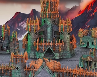 Middle Earth Painted Terrain - Kingdom of Azragor Full set - Mordor Inspired - 28 mm scale