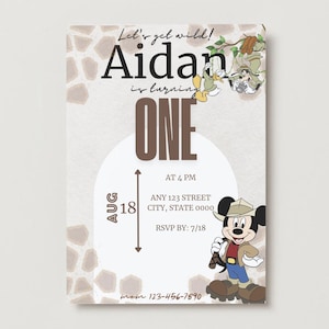 Mickey Mouse Safari Adventure Birthday Invitation | Editable Template | Digital Download