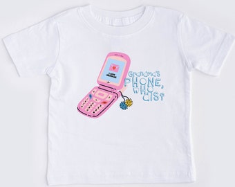 Grandma's Flip Phone- Retro Style Vintage Shirt - Cute 90s Toddler Tee