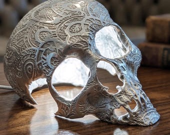 Sunken Skull Lamp, Gothic Table Lamp, Multiple Colors