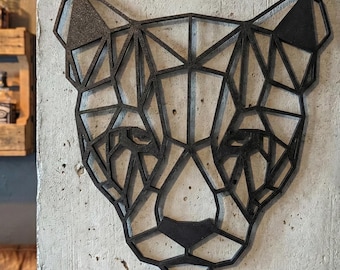 Geometrisches Panther-Wandbild: 1,27 cm dickes Relief, mehrfarbig, fertig zum Aufhängen