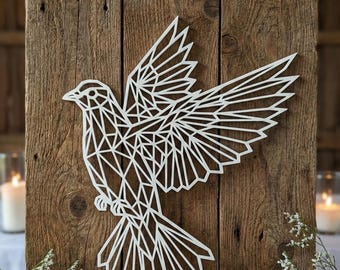 Geometric Flying Dove Wall Art: 1/2" thick relief art, multiple colors, ready to hang