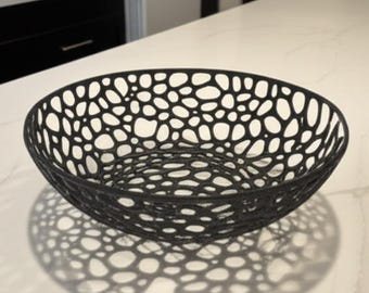 Voronoi Bowl: Modern Coffee Table Centerpiece, Minimalist Catch All Tray
