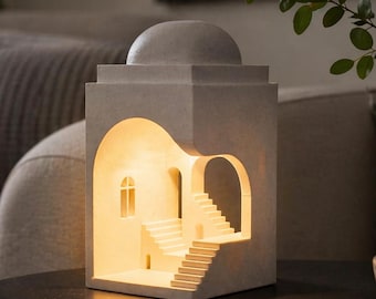 Archway Lamp – Marble Textured Architectural Table Light, USB LED or Battery Tea Light