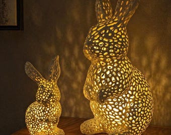 Voronoi Bunny Lamp - Multiple Sizes - Woodland Nursery Night Light