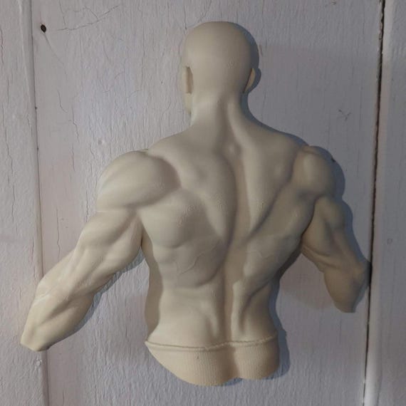Muscular Back Sculpture: Stone/Marble Finish Anatomy Art, shown in an additional close-up listing view with visible shape and details.