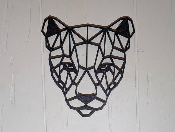 Geometric Panther Wall Art: 1/2" thick relief art, multiple colors, ready to hang, shown in an additional close-up listing view with visible shape and details.