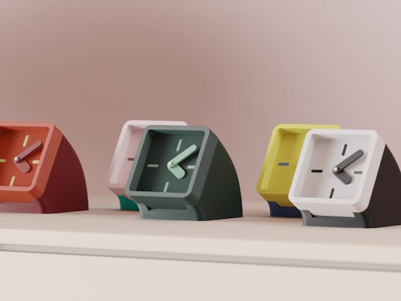 Framelean Desk Clock, Modern Matte Timepiece, Colorful Home Decor, Housewarming Gift