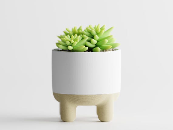 CalmRise Elevated Planter, Minimalist Rounded Indoor Plant Pot with Soft Legs, Two Tone Succulent Holder, 2 Sizes, 5 Matte Colorways