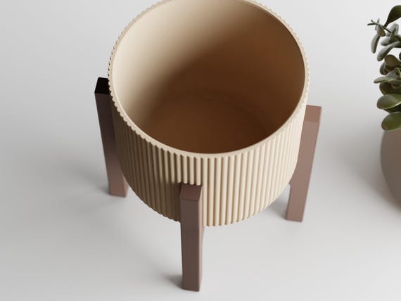 High-angle close-up of the RidgeRest planter showing its open interior and ribbed rim