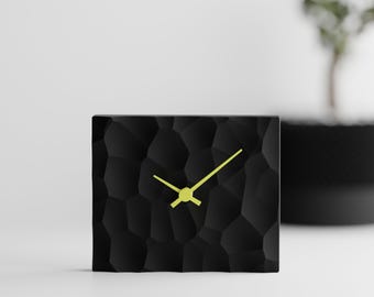 Facetfield Sculptural Table Clock, Organic Geometric Desk Timepiece, Modern Textured Home Decor, 5 Two-Color Matte Colorways