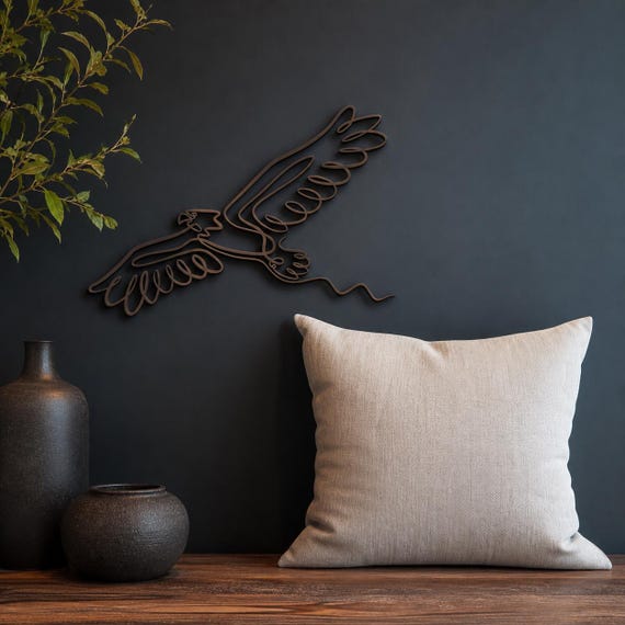 Flying Eagle wall art in Dark Brown in a contrasting showcase room