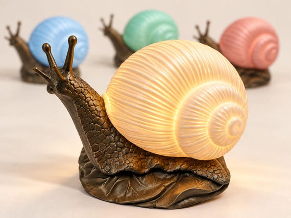 Snail Lamp Night Light, USB Table Lamp, Cottagecore Accent piece