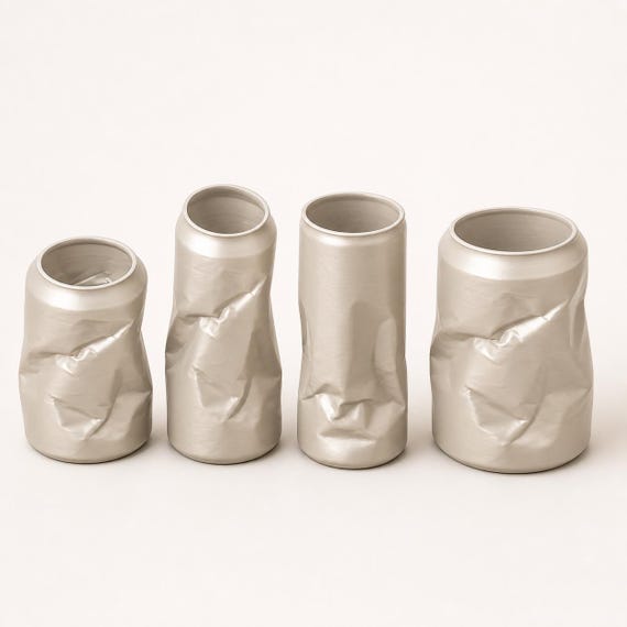 Close-up lineup of all four CrinklePop organizer silhouettes in Silk Champagne