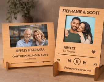 Custom Song Plaque with Photo Slot – Personalized Music Frame Gift for Couples