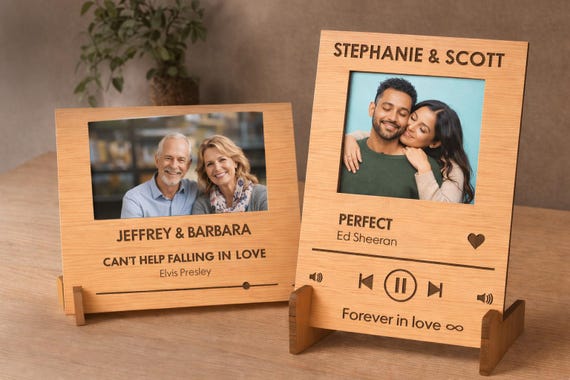 Custom Song Plaque with Photo Slot – Personalized Music Frame Gift for Couples