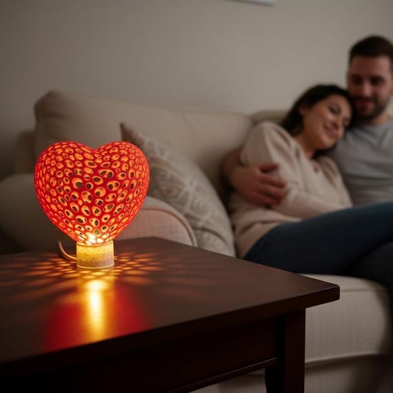 Voronoi Heart Accent Lamp: Custom Color Romantic Night Light, USB/Battery, shown in listing image 5 with additional visible details or options.