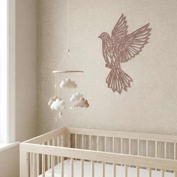 Geometric Flying Dove Wall Art: 1/2" thick relief art, multiple colors, ready to hang, shown in listing image 6 with additional visible details or options.