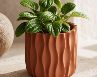 WaveLoom Interlaced Wave Planter, Textured Cylindrical Plant Pot, Organic Modern Desk Planter, 5 Sizes, 25 Matte Colors