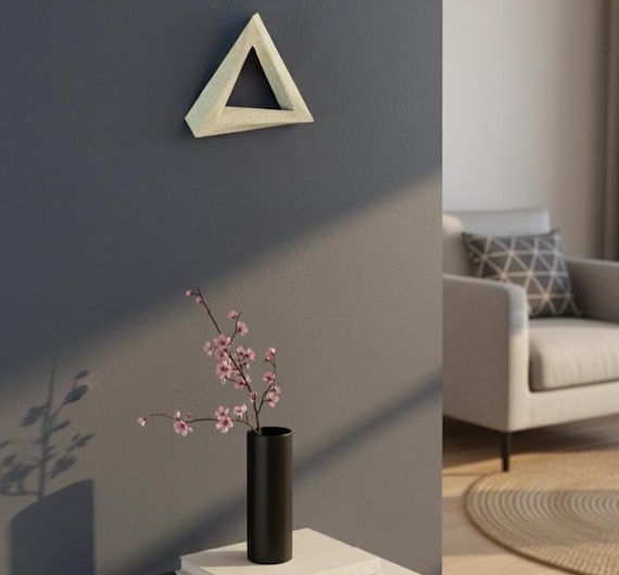 Penrose Triangle Wall Art: raised Geometric Optical Illusion Sculpture, shown in an additional close-up listing view with visible shape and details.
