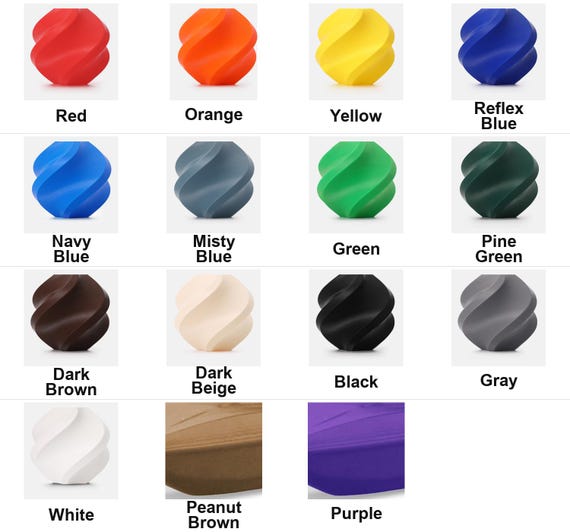 Weatherproof color reference showing Red, Orange, Yellow, Reflex Blue, Navy Blue, Misty Blue, Green, Pine Green, Dark Brown, Dark Beige, Black, Gray, White, Peanut Brown, and Purple.