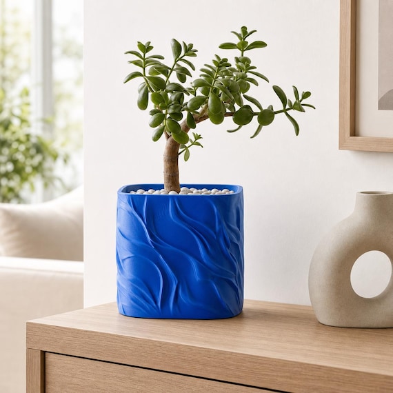 BreezeFold Sculptural Planter, Flowing Fabric Texture Indoor Plant Pot, Modern Houseplant Decor, 3 Sizes, 30 Colors
