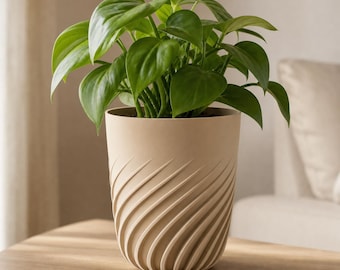 Flowspire Spiral Rib Planter, Sculptural Indoor Plant Pot, Modern Minimalist Home Decor, 5 Sizes, 25 Matte Colors