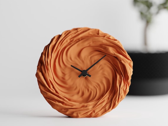 FoldWhirl Sculptural Wall Clock, Flowing Fabric Look Timepiece, Modern Textured Home Decor, 7 Inch Clock, Standard Colors