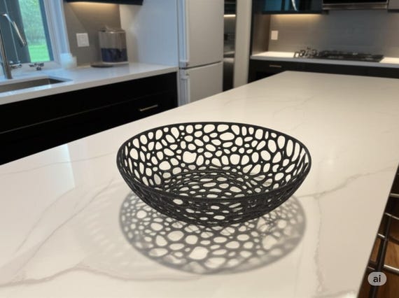 Voronoi Bowl: Modern Coffee Table Centerpiece, Minimalist Catch All Tray