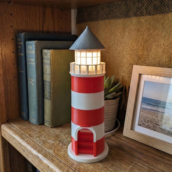 Coastal Lighthouse Lamp, Nautical Nursery Decor, Beach House Table Lamp, Gift for Sailors, Unique Bedside Lamp, 10, shown in another listing view highlighting visible design details.
