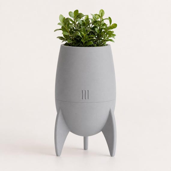 Orbitcrest Fin Planter, Retro Futurist Indoor Plant Pot, Sculptural Capsule Planter, Space Age Home Decor, 25 Matte Colors
