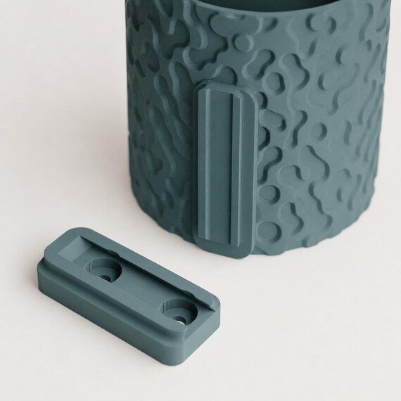 Rear rail and matching two-hole wall plate for the RippleGlyph planter