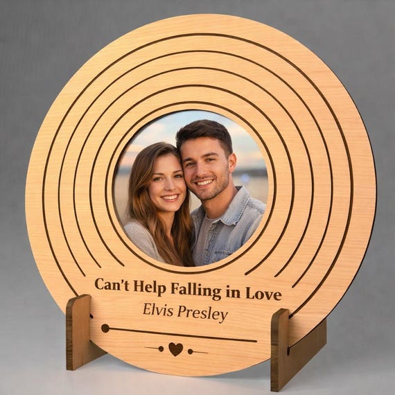 Personalized Song Photo Frame Plaque with Stand, Custom Music Gift, Couple Photo Display, shown in an additional close-up listing view with visible shape and details.