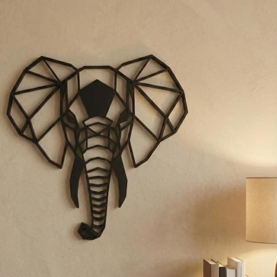 Geometric Elephant Wall Art: 1/2" thick relief art, multiple colors, ready to hang