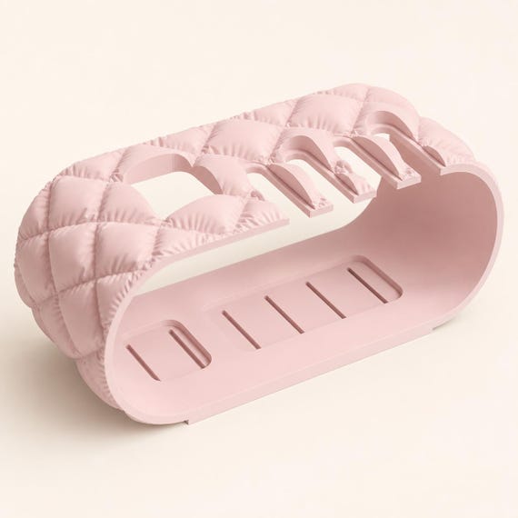 Rear three-quarter close-up of a Sakura Pink CloudRidge toothbrush organizer