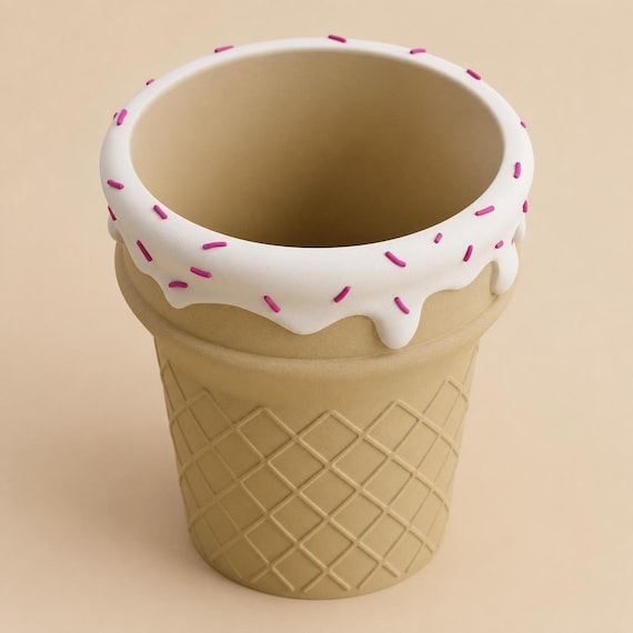 Overhead close-up of the empty Vanilla Berry ScoopBloom dessert planter