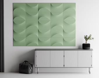 TideFold Sculptural Wall Tile, 10 Inch Wave Relief Panel, Modern Textured Wall Decor, Geometric Accent, 25 Matte Colors
