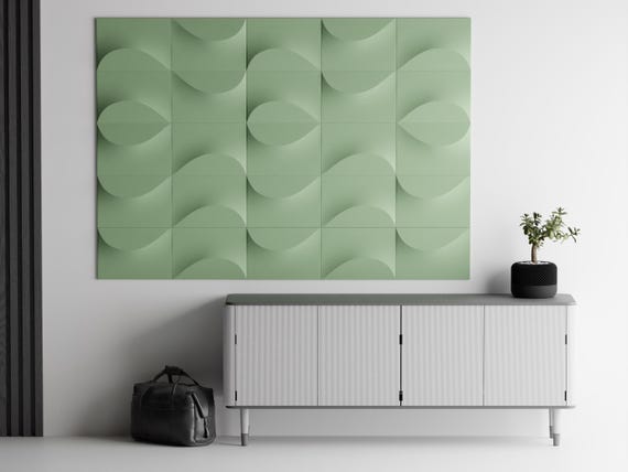 TideFold Sculptural Wall Tile, 10 Inch Wave Relief Panel, Modern Textured Wall Decor, Geometric Accent, 25 Matte Colors