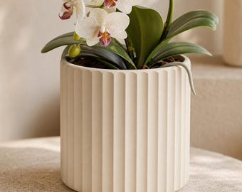 Quietline Fluted Planter, Ribbed Indoor Plant Pot, Modern Minimalist Succulent Planter, 4 Sizes, 25 Matte Colors