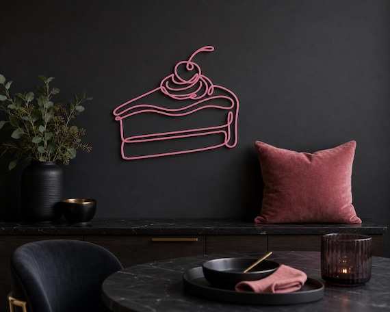 Cake Slice wall art in Pink in a contrasting showcase room